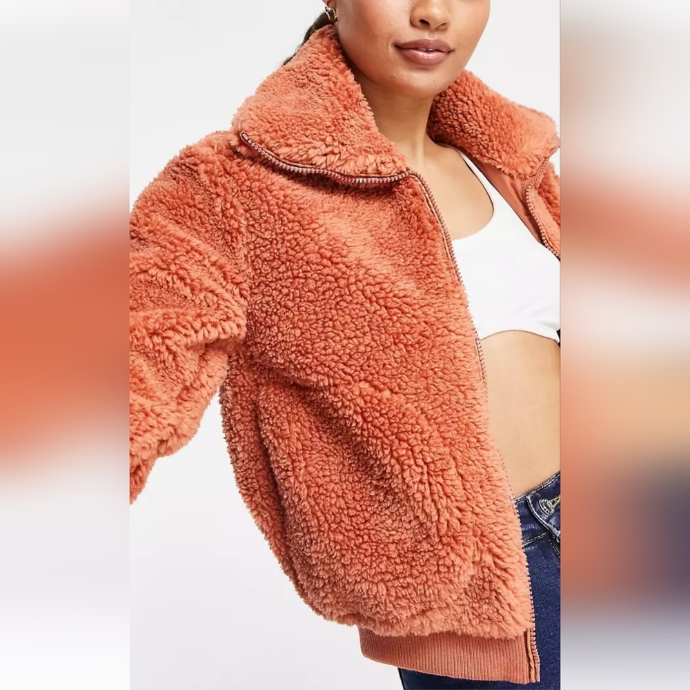 Threadbare Teddy Zip-Thru Jacket In Rust From Asos - image 5